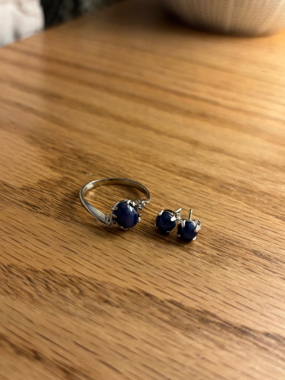 Vintage White Gold ring and earrings